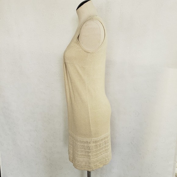 Design History Womens Knit Tank Dress S Cream Beautiful Flounce Metallic Sparkle - Picture 4 of 16